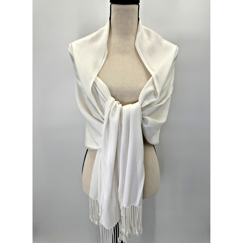 Jones New York White Scarf Wrap Shawl Beach Coastal Nautical Layer Evening Dress